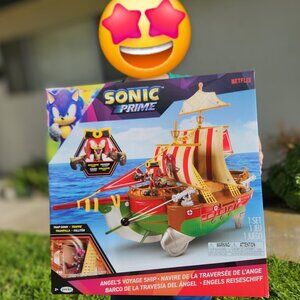 New Large Sonic Prime the Hedgehog Playset Pirate Ship Boat Toy Knuckles the Dre